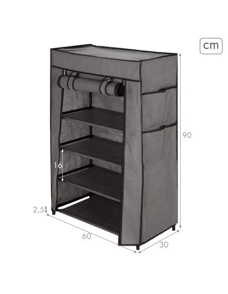Max Home : armoire à chaussures en tissu, 5 étagères, 60 x 30 x 90 cm, avec poches latérales