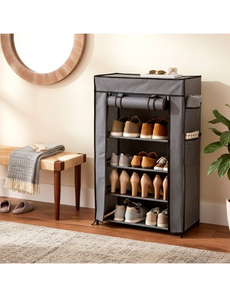 Max Home : armoire à chaussures en tissu, 5 étagères, 60 x 30 x 90 cm, avec poches latérales