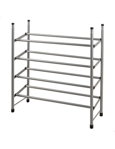 Max Home Étagère à chaussures métallique à 4 niveaux  62-112 x 22 x 67 cm avec barres extensibles