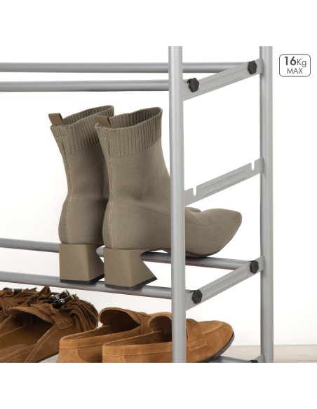 Max Home Étagère à chaussures métallique à 4 niveaux  62-112 x 22 x 67 cm avec barres extensibles