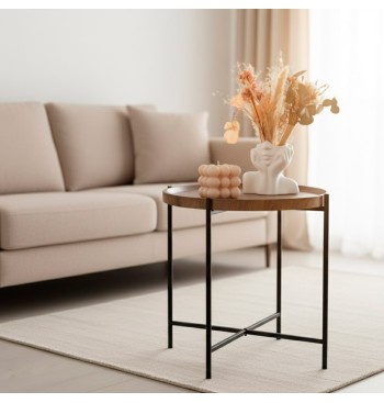 Table d'appoint ronde en bois Max Home D41x40 cm 2