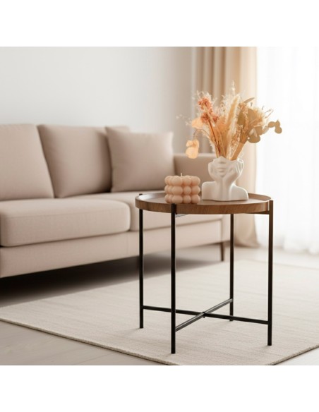 Table d'appoint ronde en bois Max Home D41x40 cm
