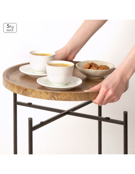 Table d'appoint ronde en bois Max Home D41x40 cm
