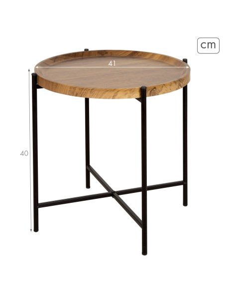 Table d'appoint ronde en bois Max Home D41x40 cm