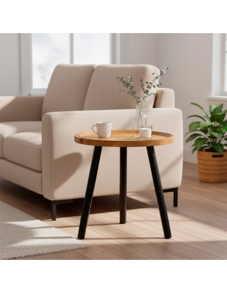 Max Home : table d'appoint ronde en bois, 38 x 37 cm