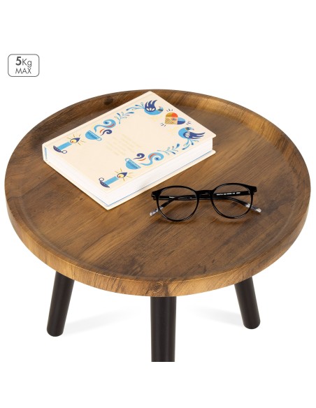 Max Home : table d'appoint ronde en bois, 38 x 37 cm