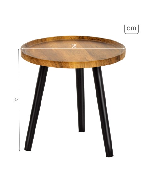 Max Home : table d'appoint ronde en bois, 38 x 37 cm