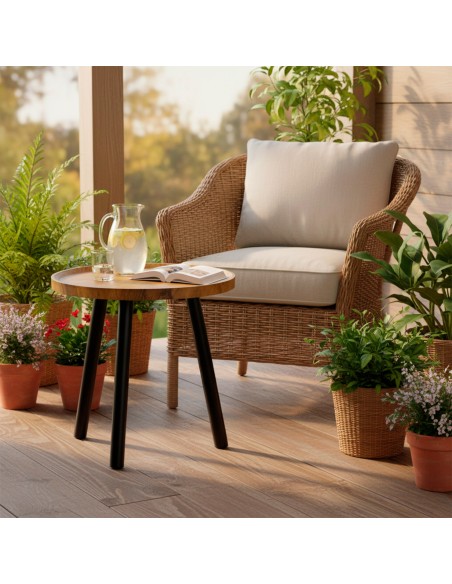 Max Home : table d'appoint ronde en bois, 38 x 37 cm