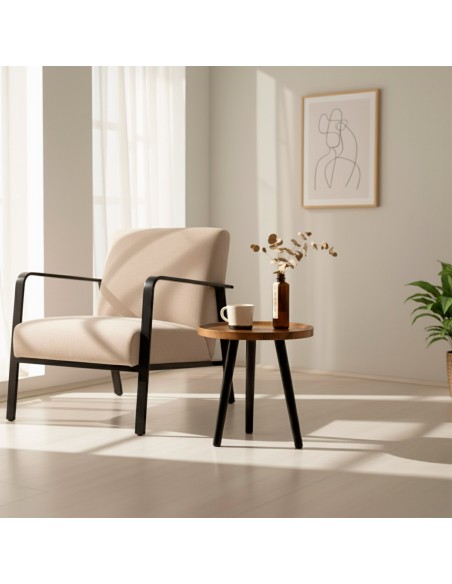Max Home : table d'appoint ronde en bois, 38 x 37 cm