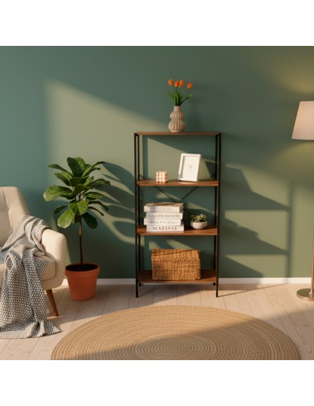 Max Home : étagère fixe en bois à ressorts, 4 tablettes, 60 x 30 x 120 cm