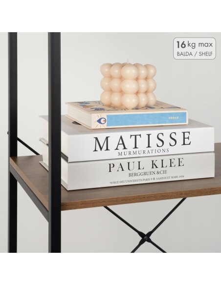 Max Home : étagère fixe en bois à ressorts, 4 tablettes, 60 x 30 x 120 cm