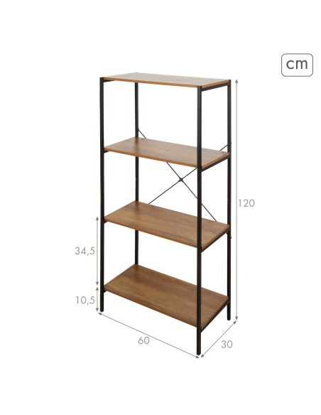 Max Home : étagère fixe en bois à ressorts, 4 tablettes, 60 x 30 x 120 cm
