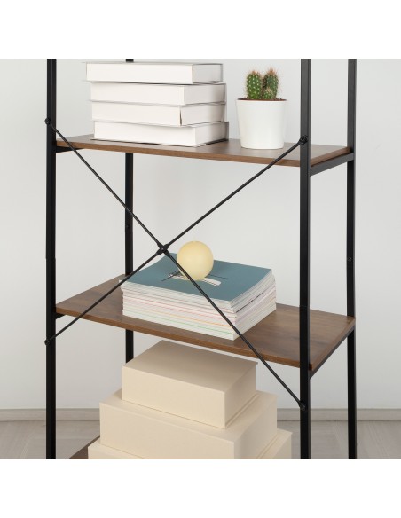 Max Home : étagère fixe en bois à ressorts, 4 tablettes, 60 x 30 x 120 cm