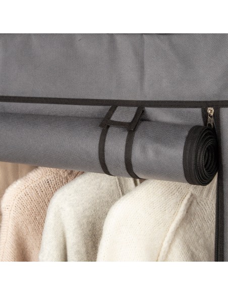 Max Home Armoire en tissu, 4 étagères, 1 tringle, 105 x 44 x 160 cm, grise