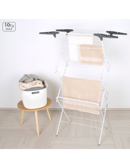 Étoie-linge pliable Max Home à 3 hauteurs, 61 x 44 x 138 cm, avec barre amovible