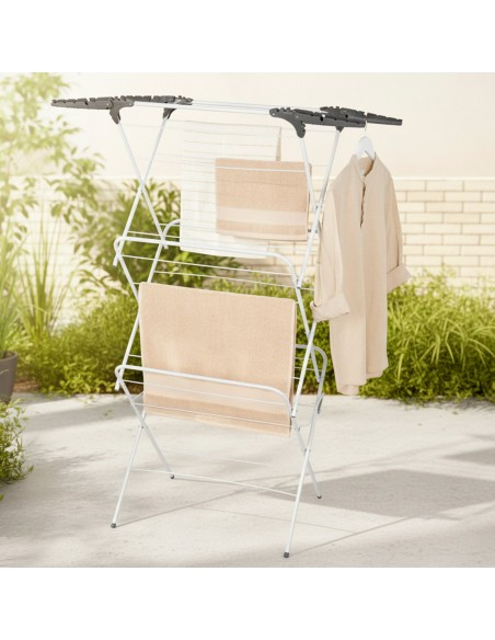 Étoie-linge pliable Max Home à 3 hauteurs, 61 x 44 x 138 cm, avec barre amovible