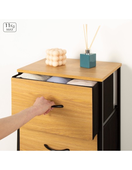 Max Home Commode en bois et tissu 40 x 30 x 52 cm
