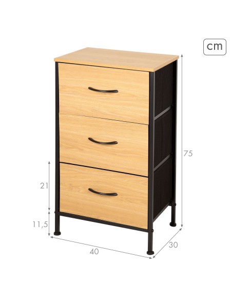 Max Home Commode en bois et tissu 40 x 30 x 75 cm