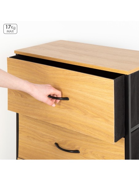 Max Home Commode en bois et tissu 55 x 30 x 100 cm