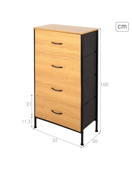 Max Home Commode en bois et tissu 55 x 30 x 100 cm