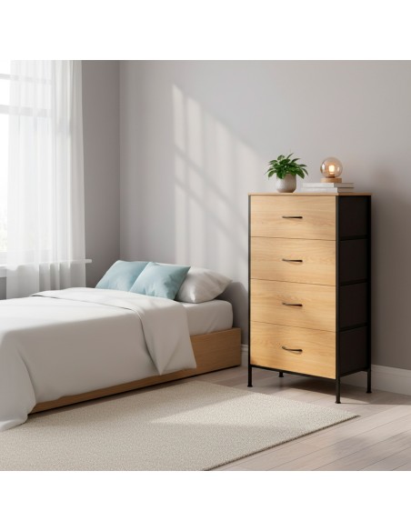 Max Home Commode en bois et tissu 55 x 30 x 100 cm