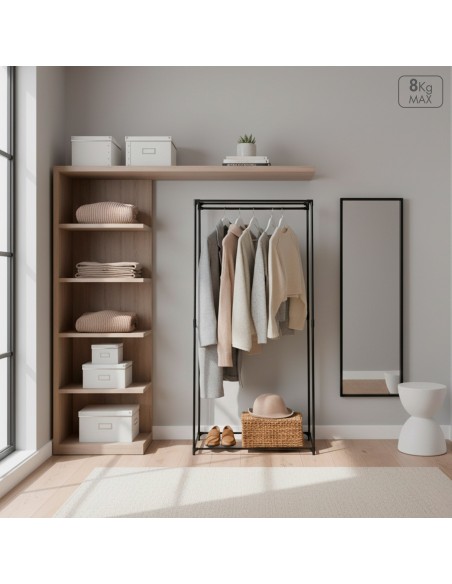 Max Home Armoire en tissu avec 1 tringle pour cintres 70 x 46 x 148 cm, noire