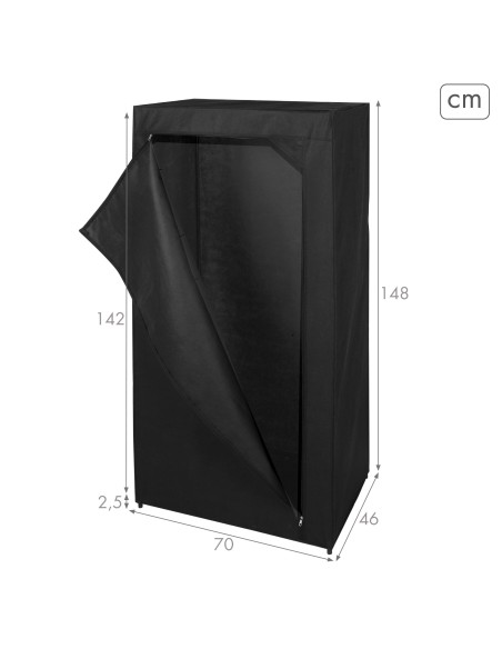 Max Home Armoire en tissu avec 1 tringle pour cintres 70 x 46 x 148 cm, noire