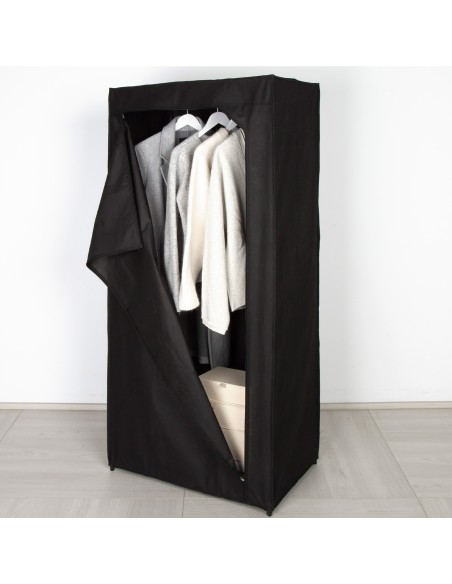 Max Home Armoire en tissu avec 1 tringle pour cintres 70 x 46 x 148 cm, noire
