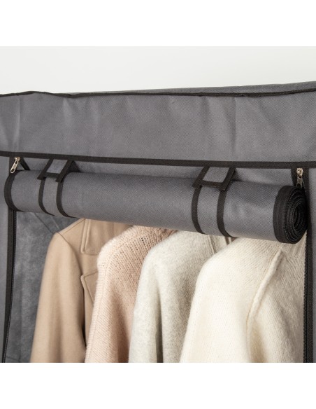 Max Home Armoire en tissu avec 1 tringle pour cintres, 70 x 44 x 148 cm, grise