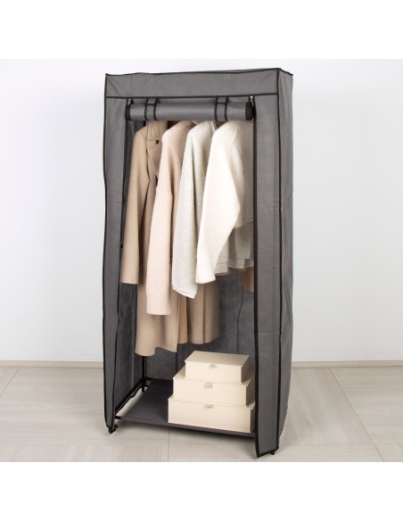 Max Home Armoire en tissu avec 1 tringle pour cintres, 70 x 44 x 148 cm, grise