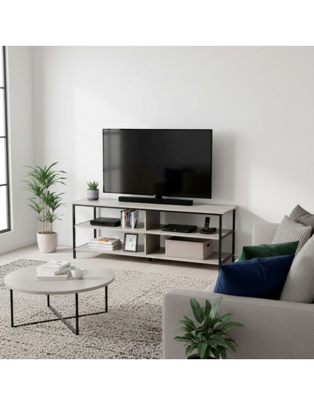 Max Home : Meuble TV effet béton, 5 étagères, 110 x 40 x 45 cm