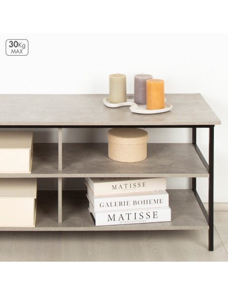 Max Home : Meuble TV effet béton, 5 étagères, 110 x 40 x 45 cm