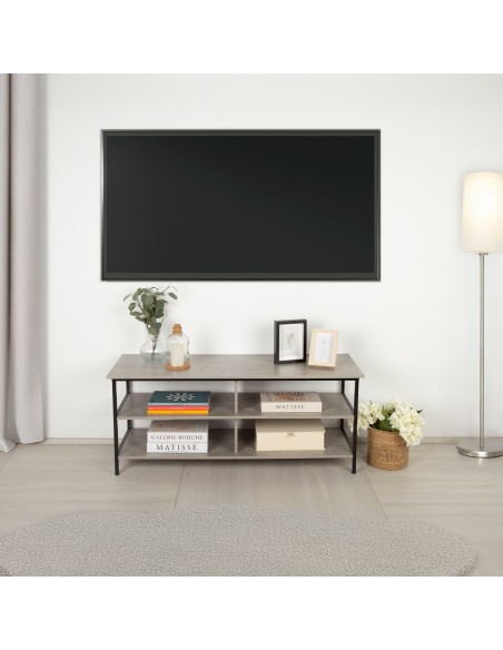 Max Home : Meuble TV effet béton, 5 étagères, 110 x 40 x 45 cm