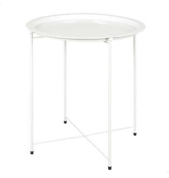 Max Home Table d'appoint blanche en métal, 47 x 52 cm