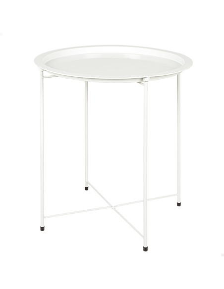 Max Home Table d'appoint blanche en métal, 47 x 52 cm