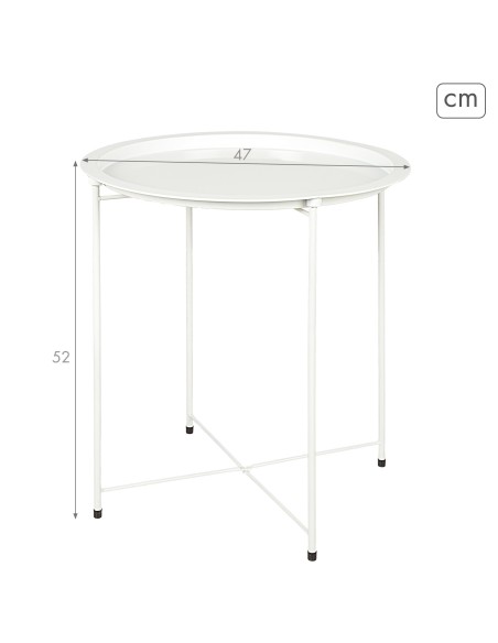 Max Home Table d'appoint blanche en métal, 47 x 52 cm