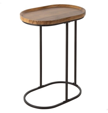 Table d'appoint ovale Max Home en métal et bois 45x30x60 cm