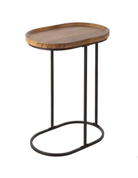 Table d'appoint ovale Max Home en métal et bois 45x30x60 cm