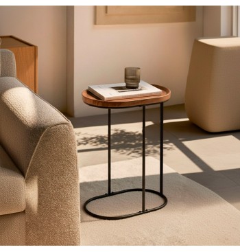 Table d'appoint ovale Max Home en métal et bois 45x30x60 cm 2