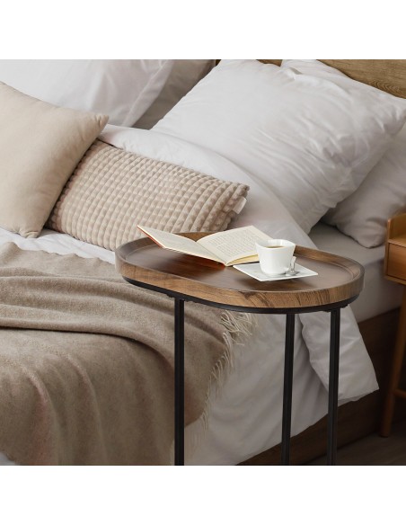Table d'appoint ovale Max Home en métal et bois 45x30x60 cm