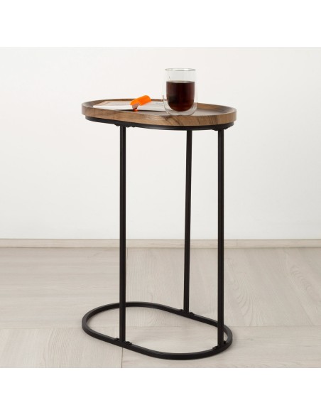 Table d'appoint ovale Max Home en métal et bois 45x30x60 cm