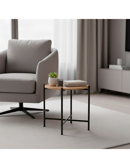 Max Home : table d'appoint ronde en bois, 40 x 40 cm