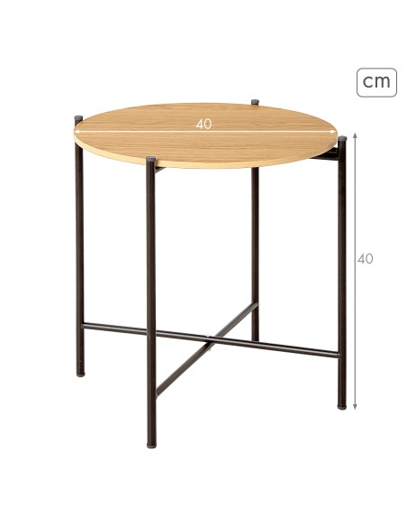 Max Home : table d'appoint ronde en bois, 40 x 40 cm
