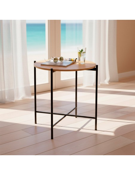 Max Home : table d'appoint ronde en bois, 40 x 40 cm