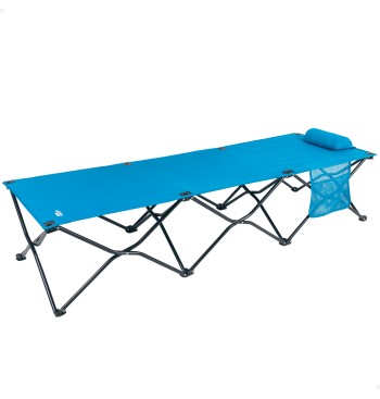 Lit de camping pliant bleu marine avec coussin