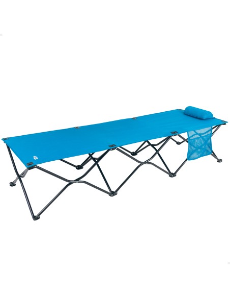 Lit de camping pliant bleu marine avec coussin