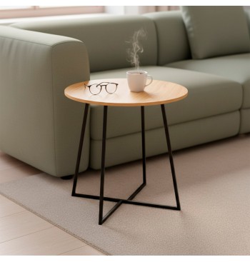 Max Home : table d'appoint ronde en bois et métal, 40 x... 2