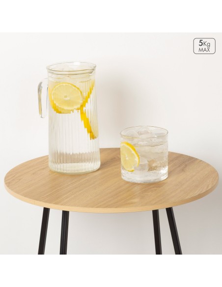 Max Home : table d'appoint ronde en bois et métal, 40 x 40 cm