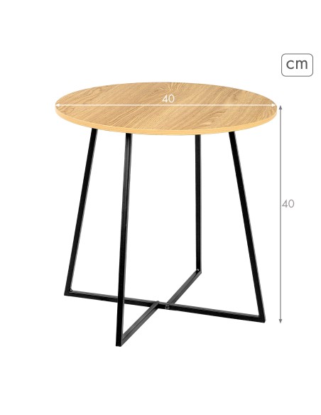Max Home : table d'appoint ronde en bois et métal, 40 x 40 cm