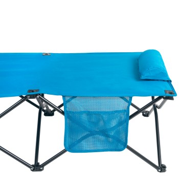 Lit de camping pliant bleu marine avec coussin 2